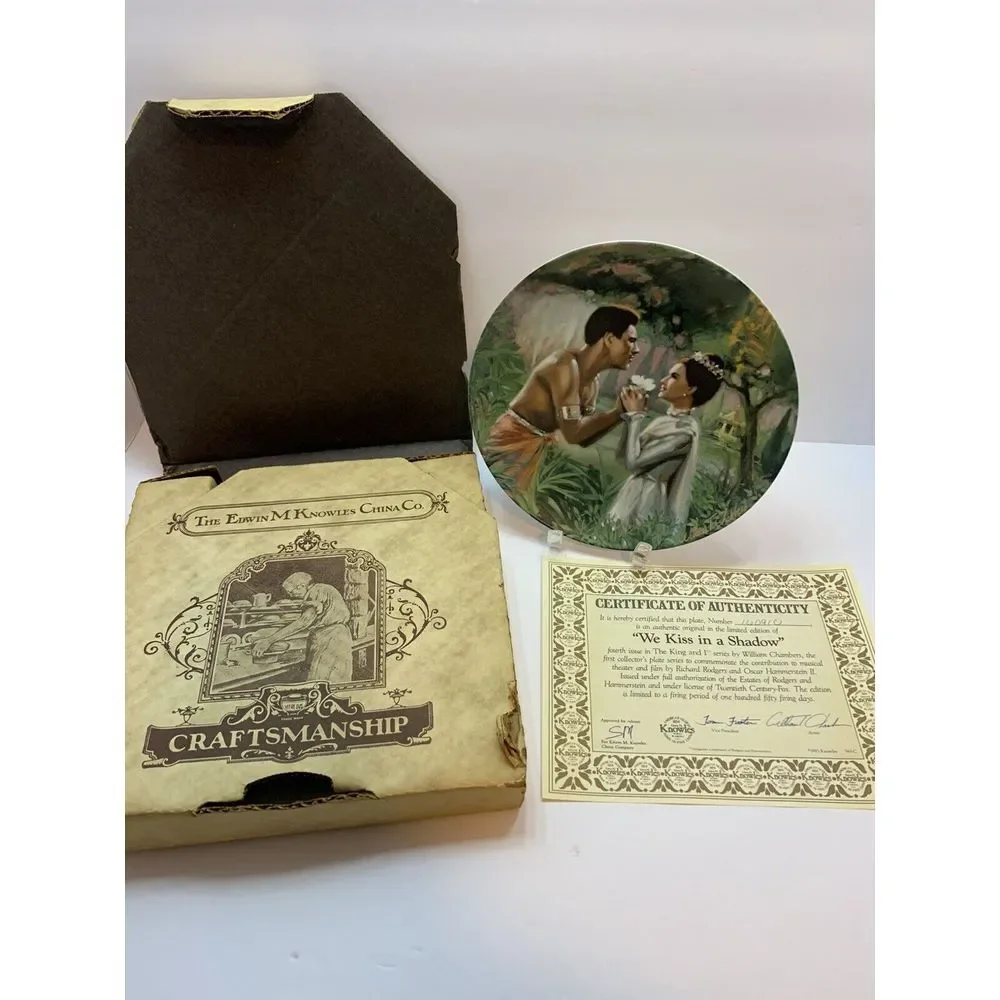1985 Collector Plate‎ WE KISS IN A SHADOW 4th/4 in The King and I Series w/CoA
